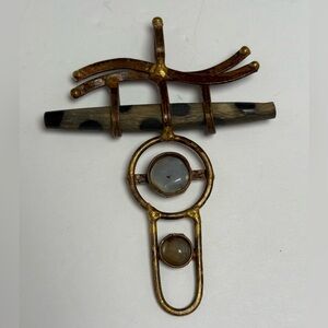 Artistic Vintage Metal and Stone Statement Necklace